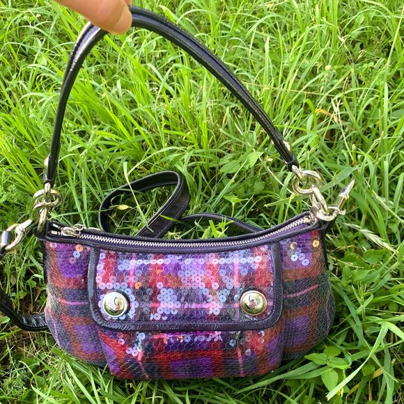 COACH POPPY SEQUIN TARTAN GROOVY BAG MULTI COLOR - Picture 5 of 16